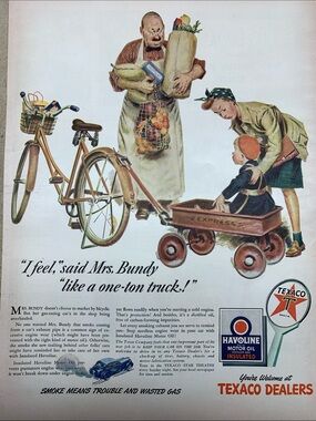 Vintage Texaco Havoline Ad with Bicycle & Wagon from Life Magazine NOV. 8, 1943